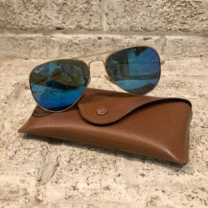 Ray-Ban RB3025 Aviator Large Metal Blue Mirror Sunglasses 😎 FREE SHIPPING!